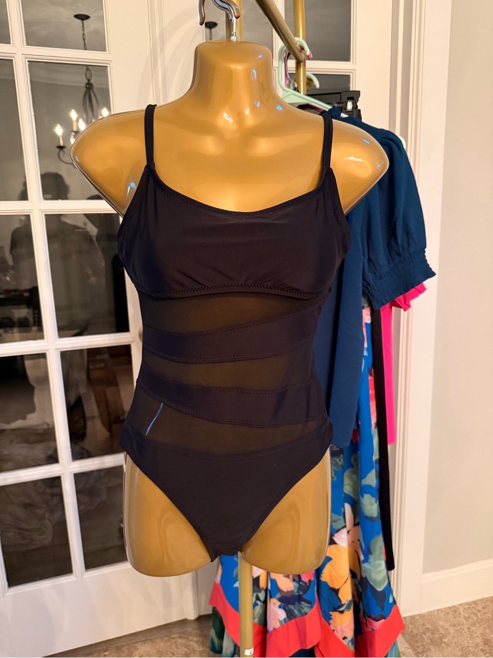 Anne Cole Black One-Piece Swimsuit with Thin Straps - S
